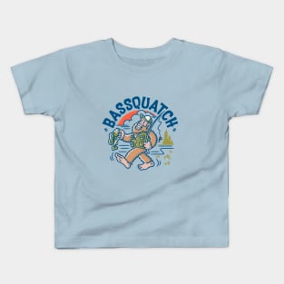 Bassquatch!  Vintage Fishing Bigfoot Fisherman Kids T-Shirt